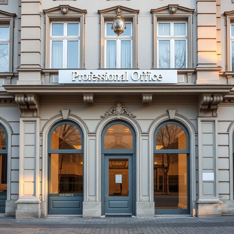 Vstup do kancelářské budovy v Pardubicích v odpoledním světle